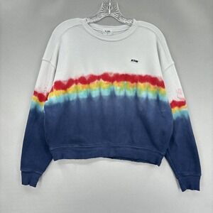 RE/DONE‎ Sweatshirt Womens Small White Blue Rainbow Tie Dye Crewneck Made USA